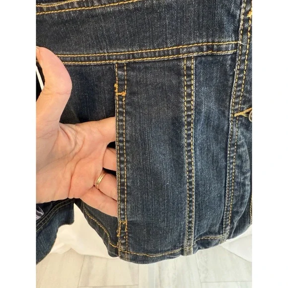 Vtg Kikit Jeans women's M denim jacket removable collar with faux fur NWT - Picture 4 of 16
